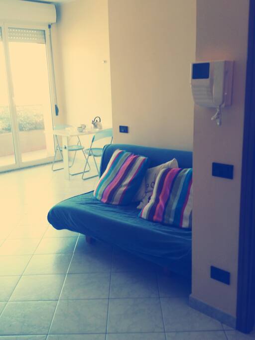the spacious living room/dining room