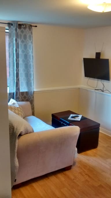 Cozy sitting area. Can hook up HDMI to screen. Free Fast WiFi
