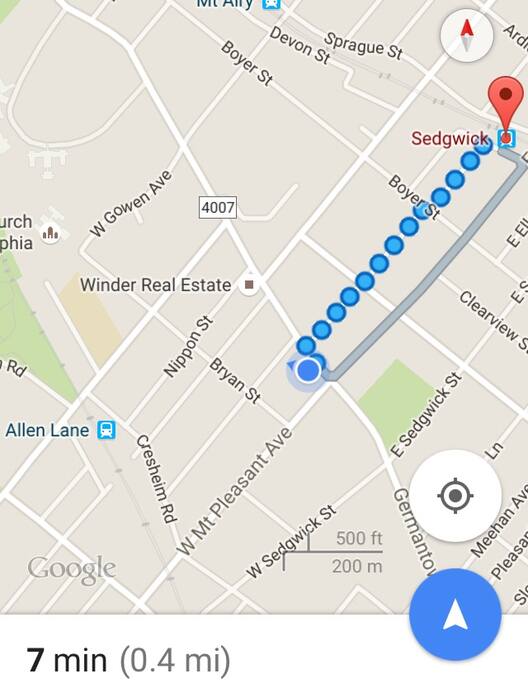 Two train stations within .5 miles.