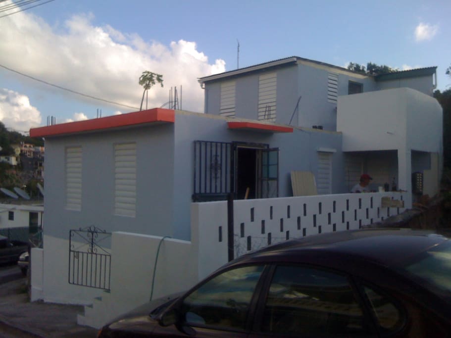 Entrance to the apartment is on the opposite side of the building.