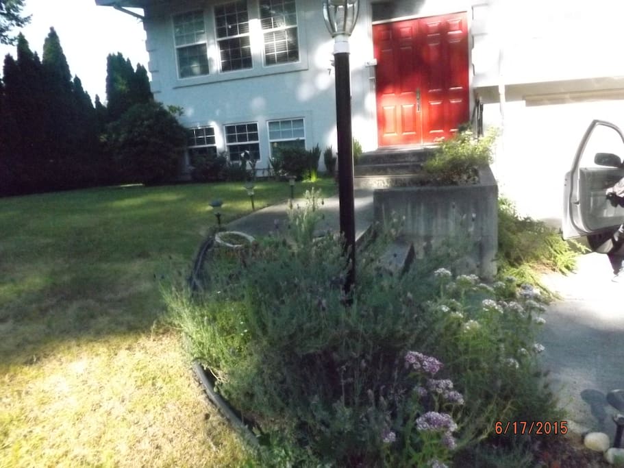 Front of the house - notice the RED doors!