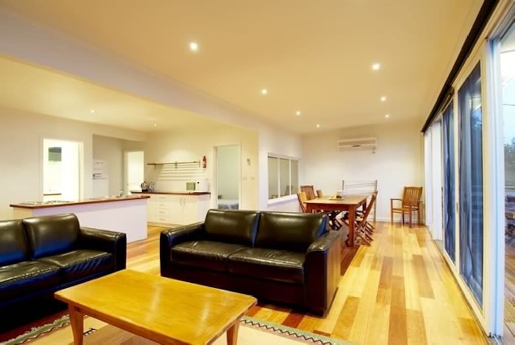 kitchen and living