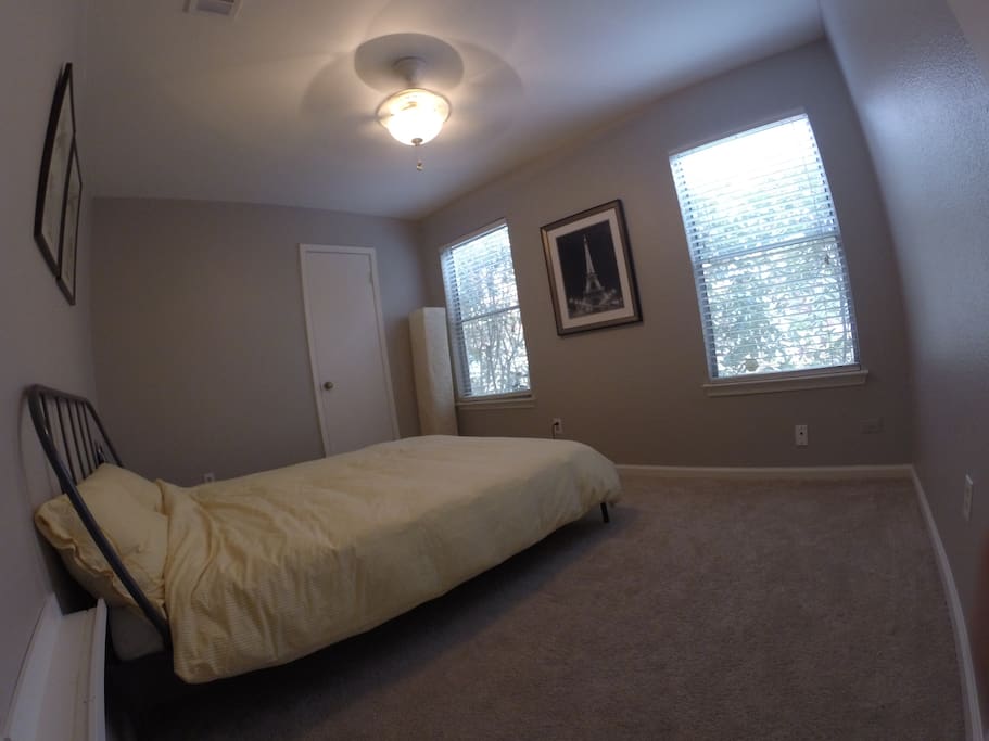Lots of light during the day, but can be SUPER dark and quiet at night. I also have a spare TV which I can install but is NOT currently in this bedroom.