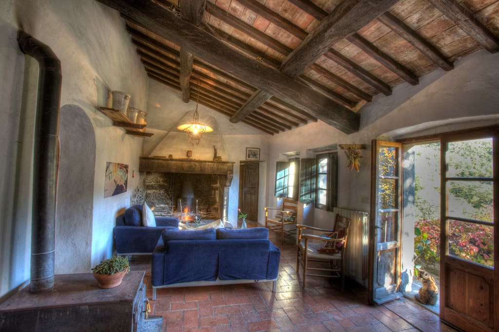 living room with fireplace