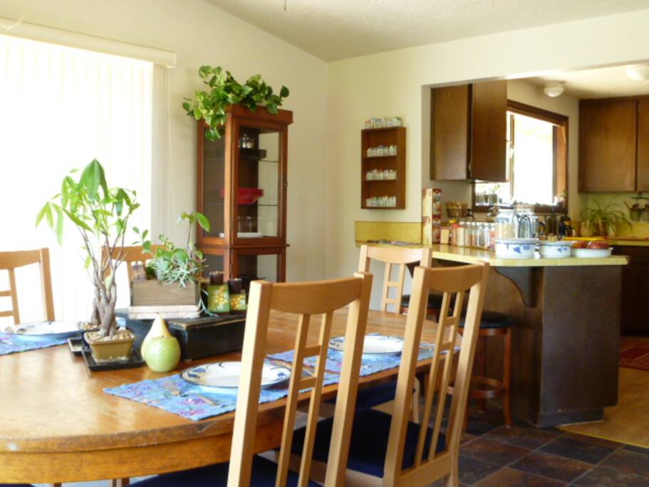 Join other guests at the table or grab a bite at the counter.
