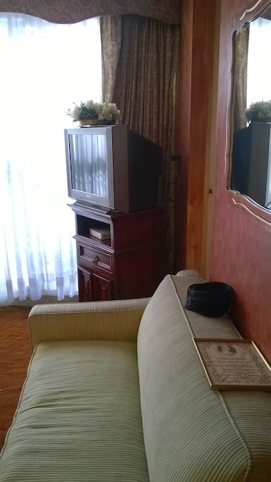 T.V. y Sofá cómodo para leer o pasar el tiempo.