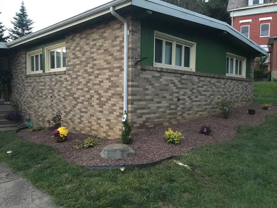 New landscaping that was completed in August 2017