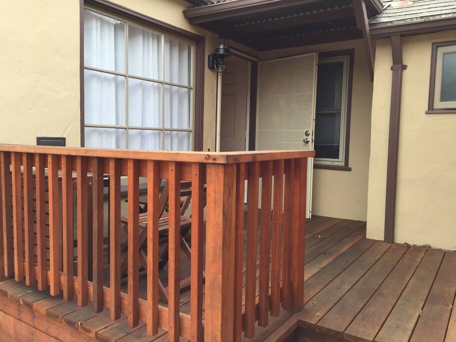 Porch at front entry of the Guest House.