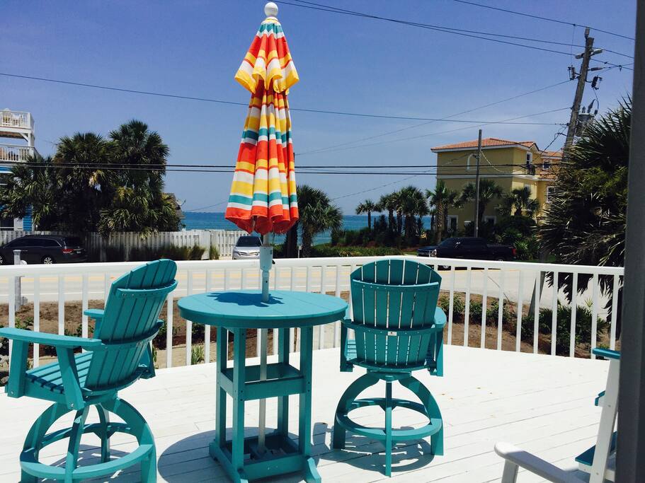 Amazing views of the ocean from a spacious deck and steps away from beach walkway.