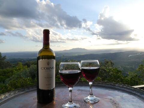 Near Rome secluded eco house superb views EV point