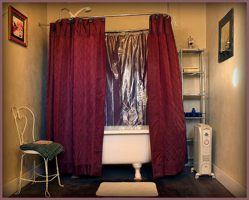 The Beautifully Remodeled bathroom was once used as the entrance into the old hotel (they used outhouses back then!)...and has the original clawfoot tub.