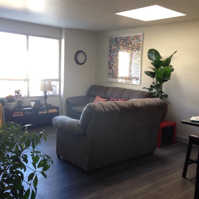 living room with a big sofa and a loveseat