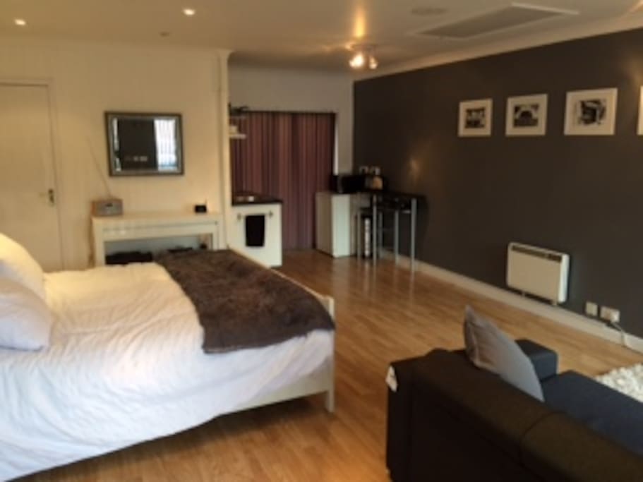 Large Studio Room with Super Kind Size bed, en-suite, Kitchenette and Sitting room area - separate access and parking