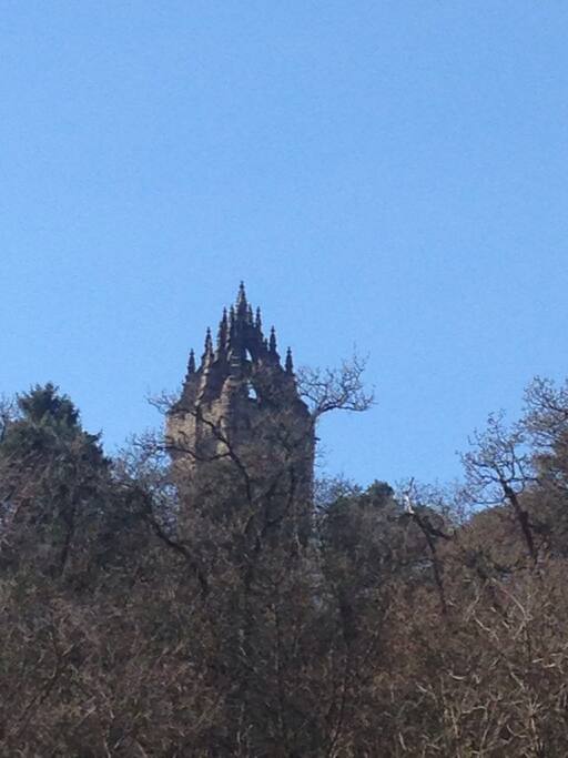 Five minute walk to the base of the Monument thru the woods .