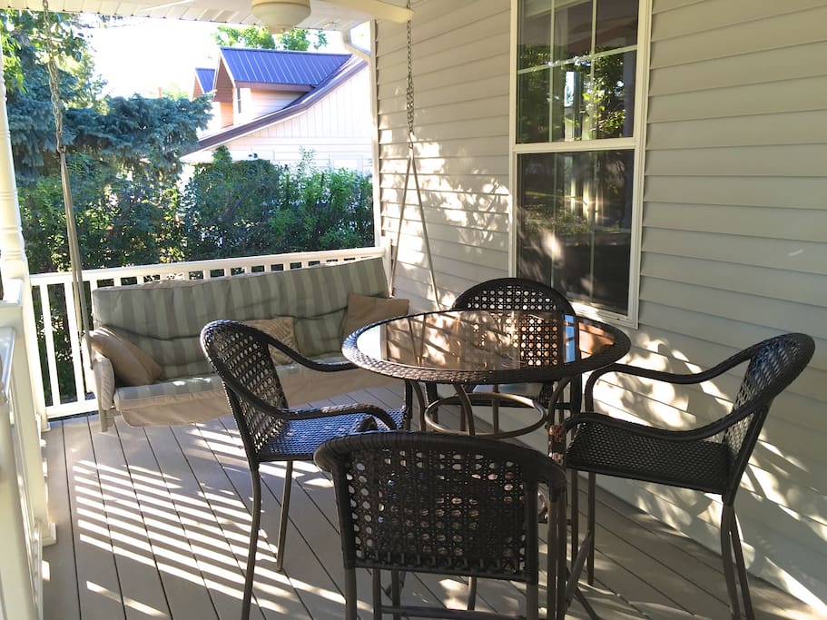 Porch swing and table