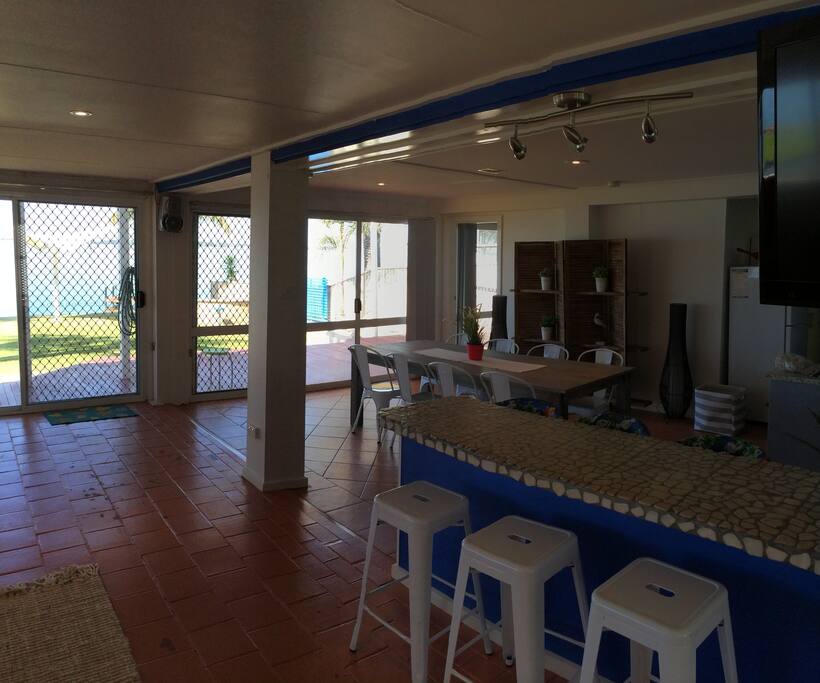 Downstairs bar and rumpus room