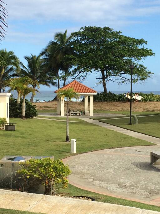 View from roof top terrace and house front and entrance.