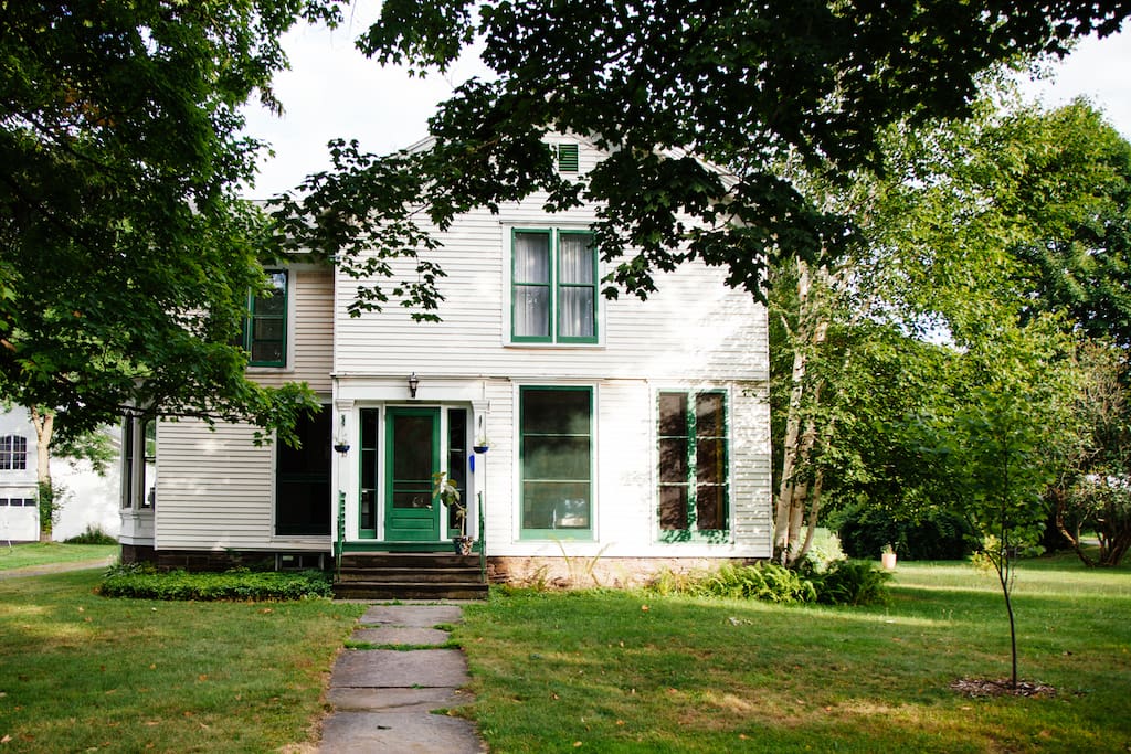 37 Elm Street. Right across the street from the library + down a stone path from the organic market.