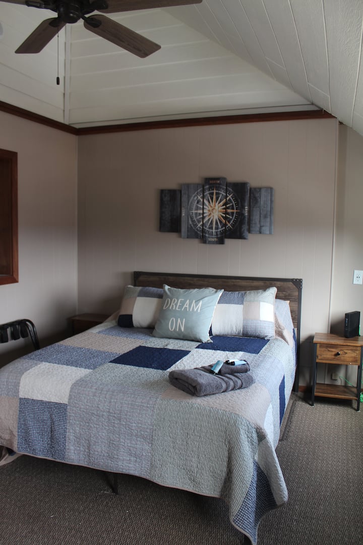 Master Bedroom has vaulted ceilings and cozy indirect lighting.  