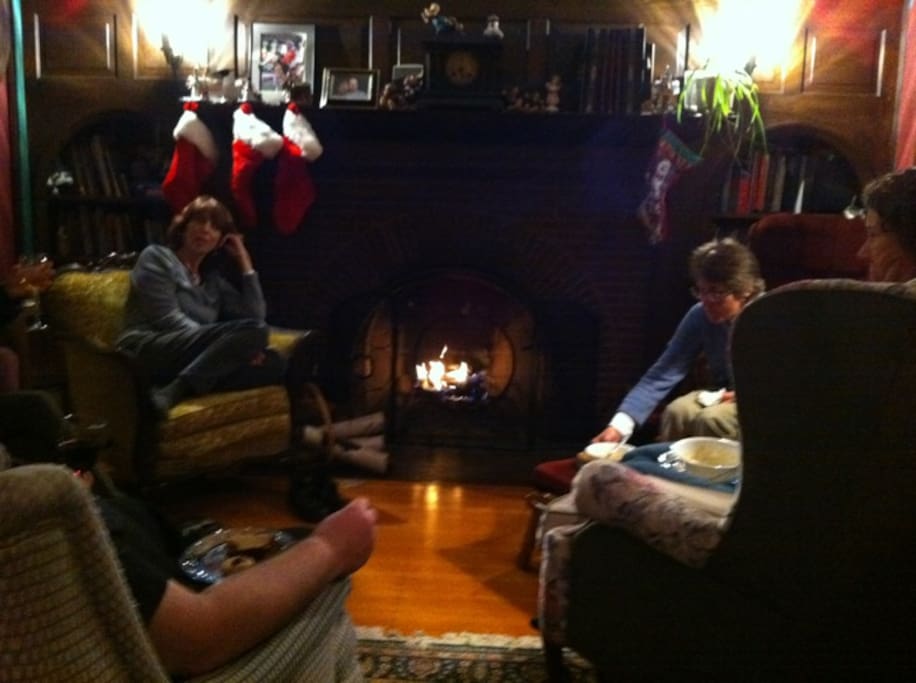 In Minnesota's colder months, the living room is a nice place to curl up with a good book in front of the fireplace.