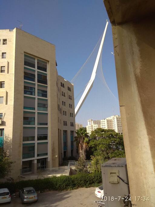 Jerusalem String Bridge seen from window