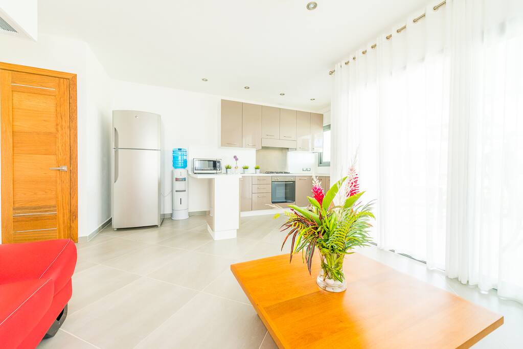 Living room and kitchen