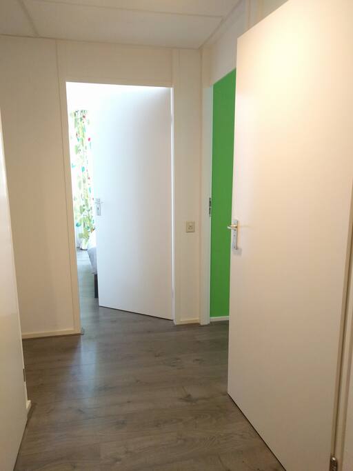 Bathroom and toilet are next to your bedroom in the corridor.