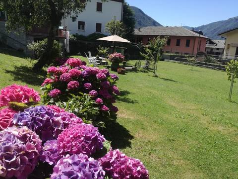 Panoramic view Grigna and wonderful garden