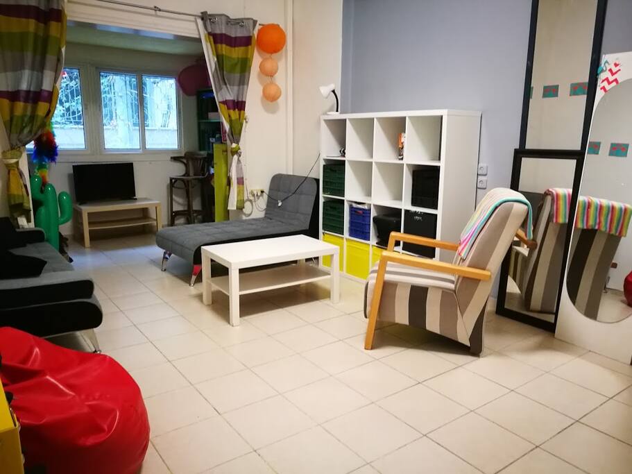 the living room - has one double sofa bed and one single