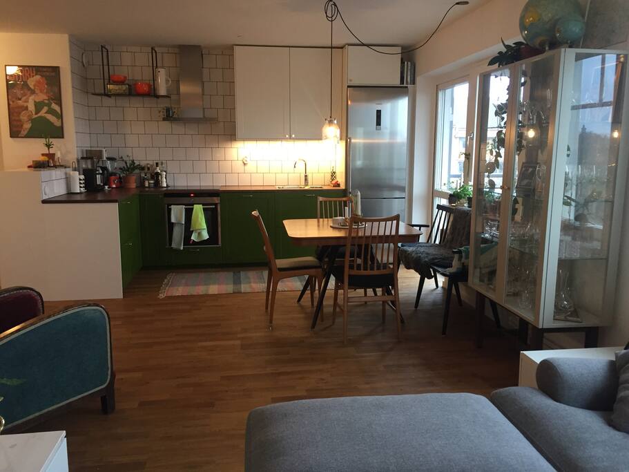Kitchen seen from sofa area