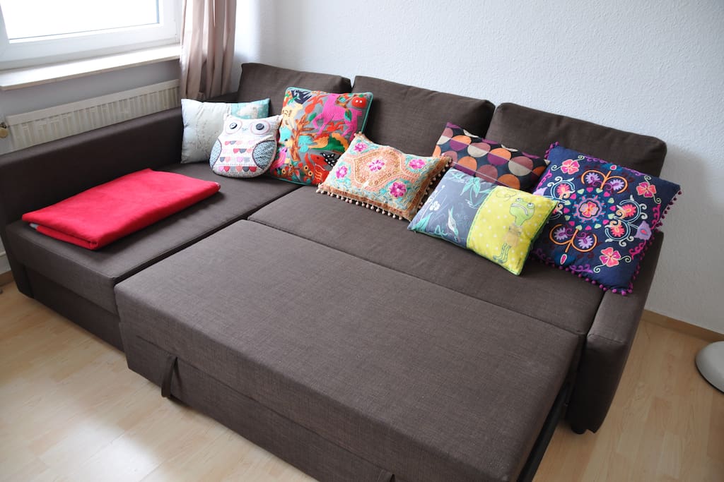Die ausgezogene Schlafcouch
