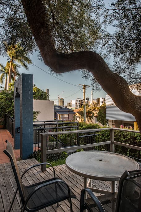 Outdoor recreation areas with city views.