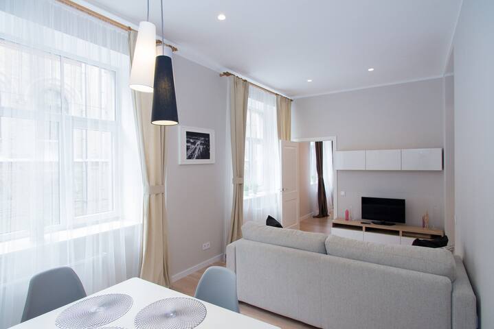 Raina bulvaris apart. next to Riga National Opera