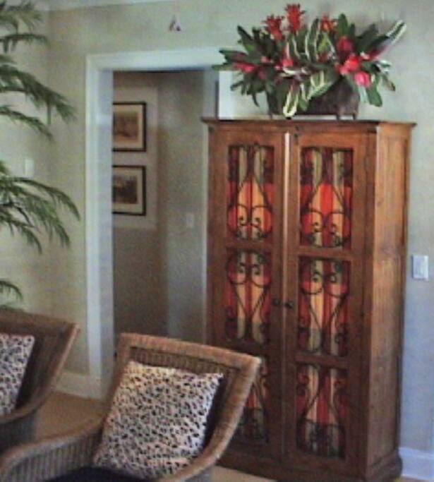 The living room and Kitchen area can be closed off from the bedrooms in the back.