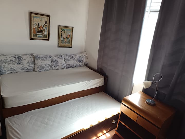 Open Double Bed in Half Bedroom 