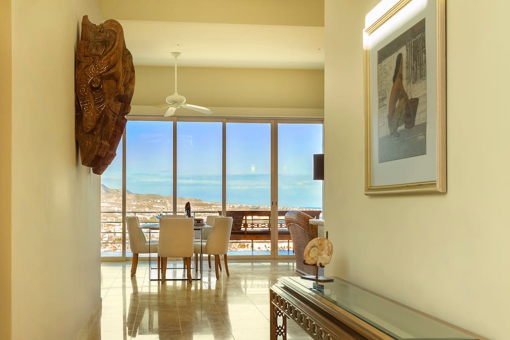 Exit your private, keyed elevator and drink in the views to the Sea of Cortez through 24 ft of glass