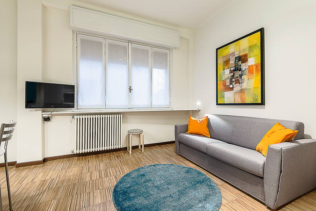Seating area with sofa bed
