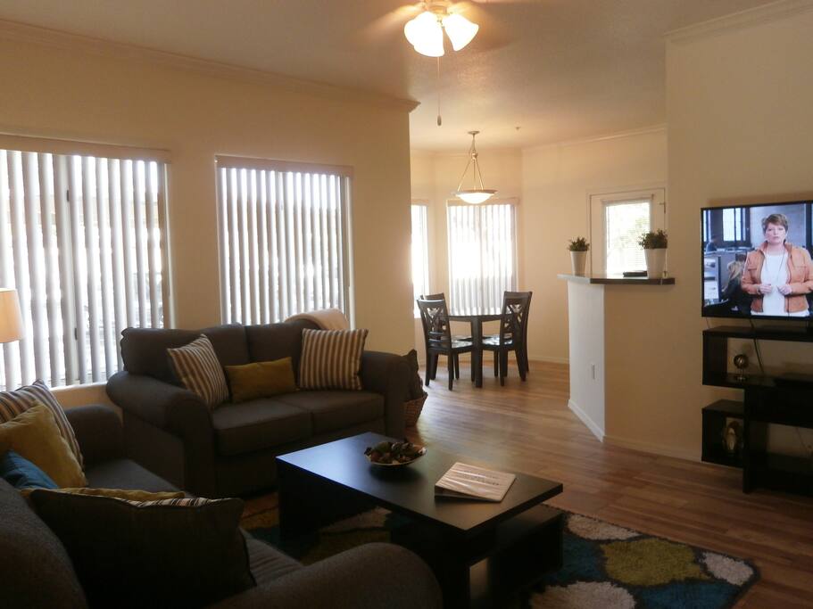 Open concept flooring with vinyl wood plank flooring