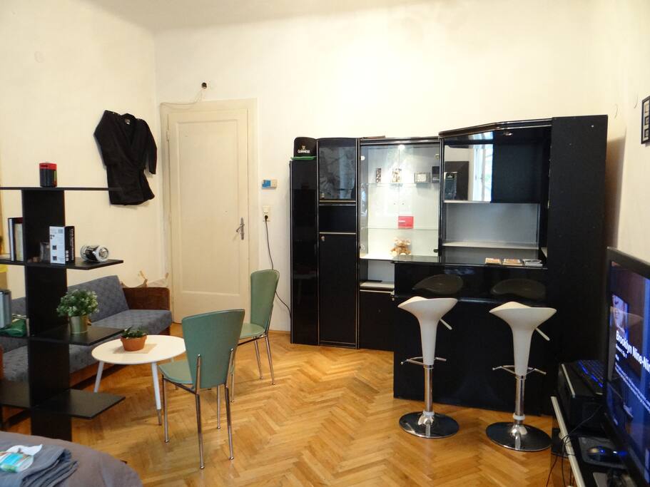 Bar in the room and sofa
