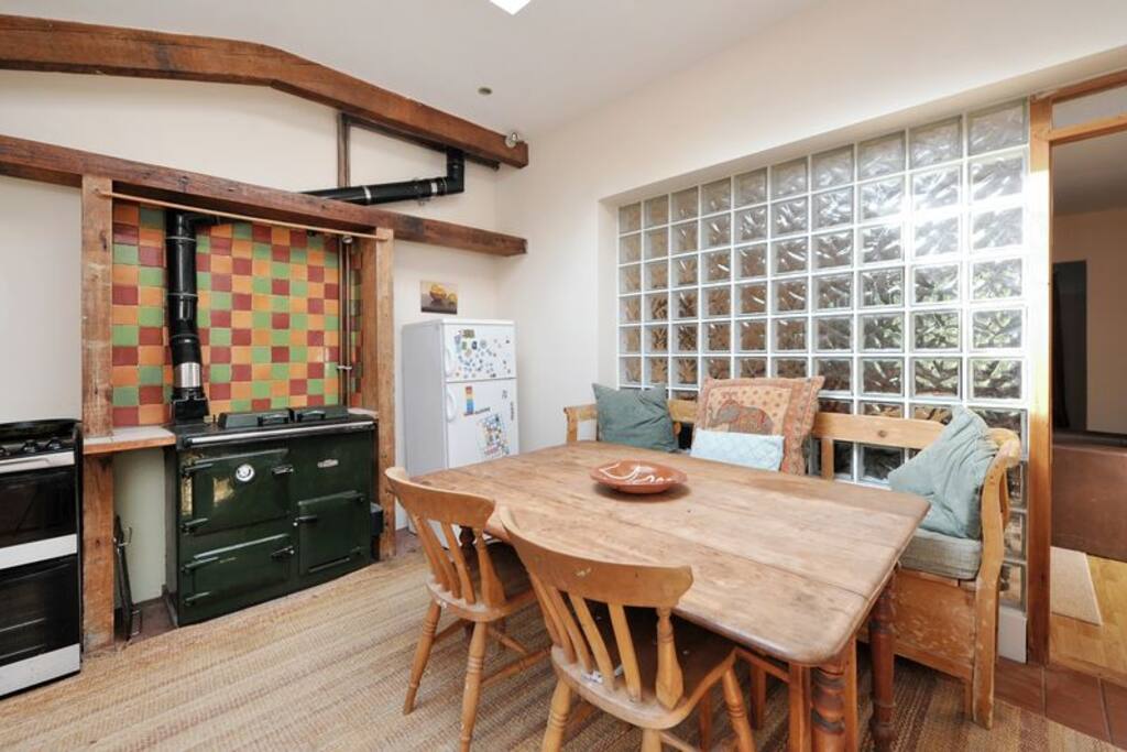 Roomy farmhouse kitchen
