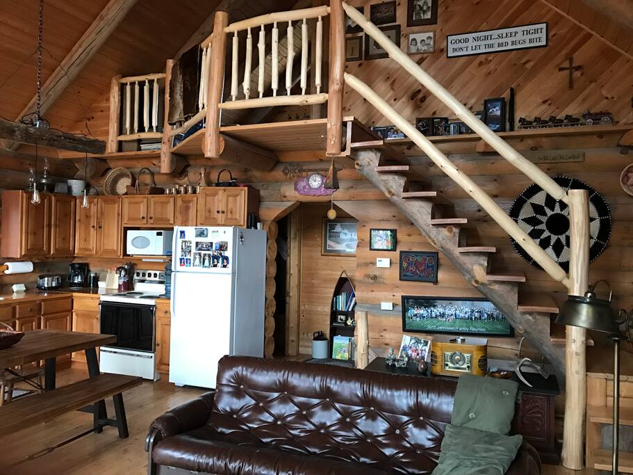Staircase to loft and balcony