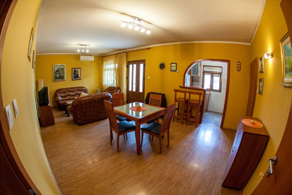 Living room and dining area