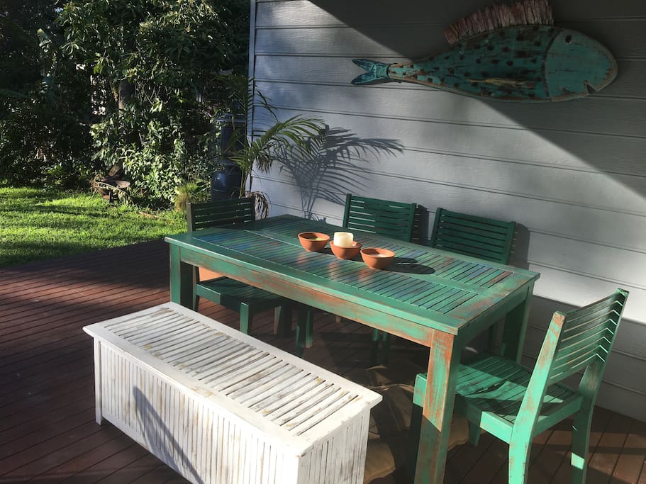 Bali dining looking over garden