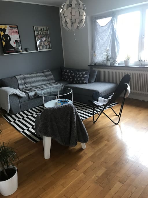 Living room with tv and ps4 and sofa bed for 2 people