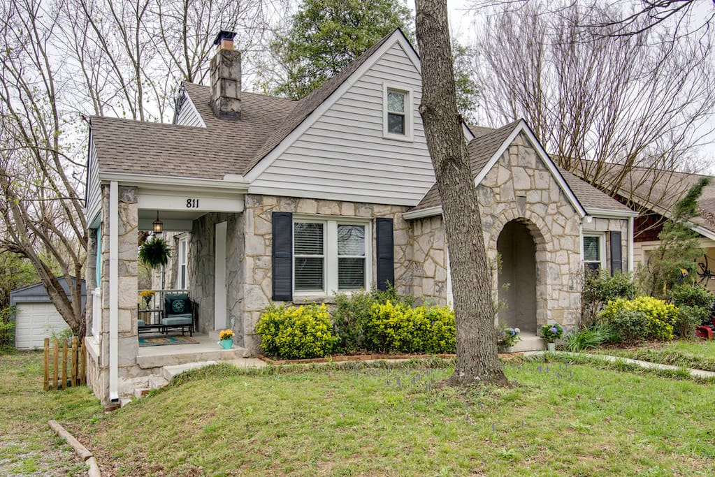 Great side porch for hanging out. Door from living room leads to side porch.