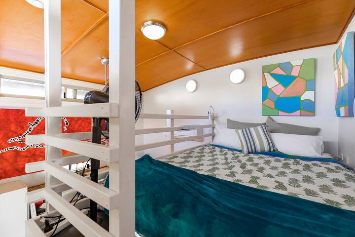 Enjoy the tree house feel of the super comfy mezzanine loft bed, with Microcloud pillows.