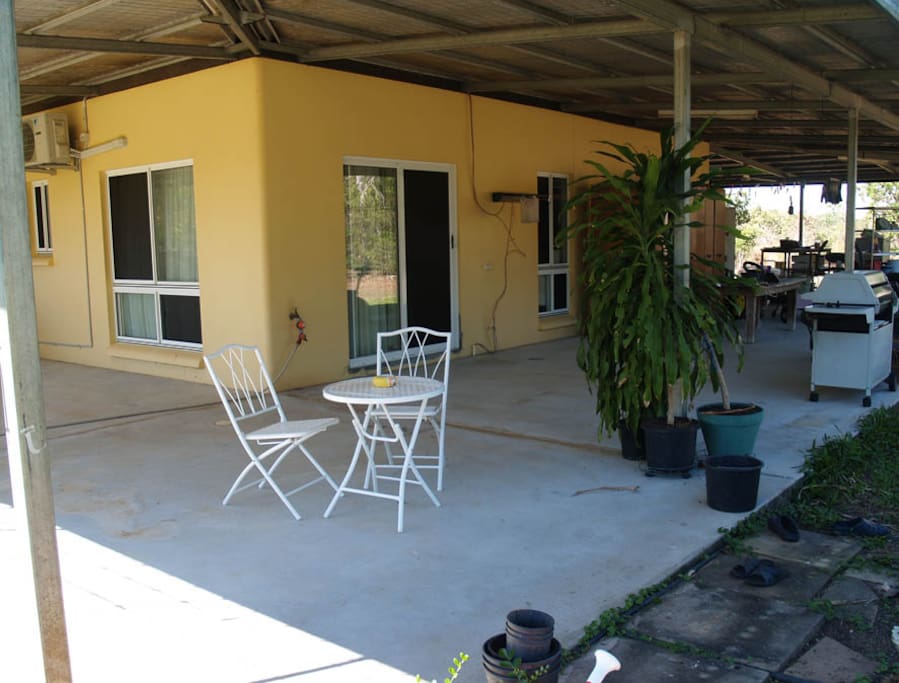 The outdoor area of your area of the house with private entrance.