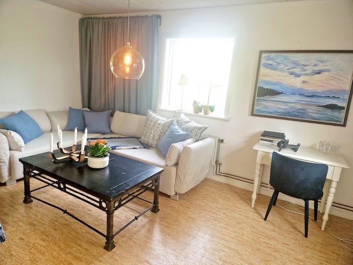 Sala con sofás cama y escritorio