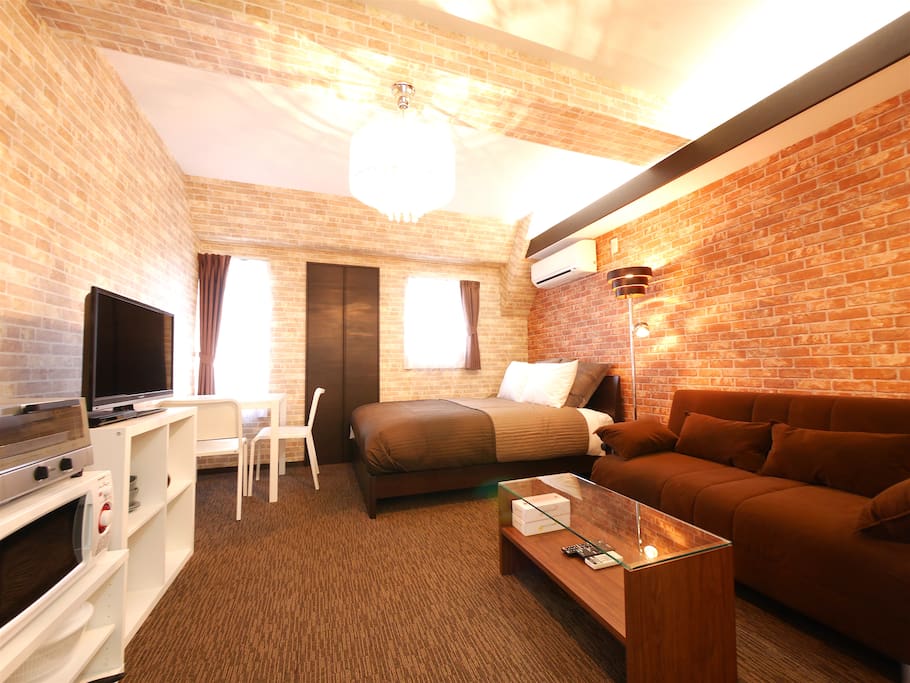 Double bed and double sofa-bed