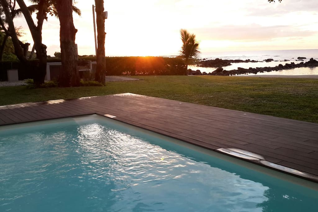 Sunset by the pool
